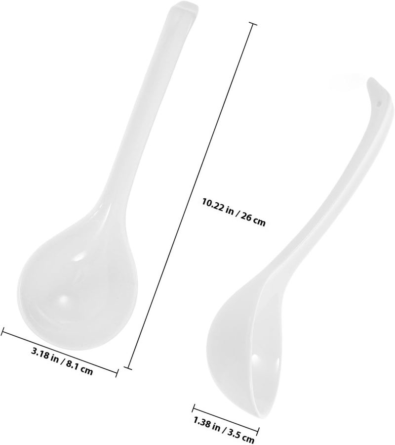 OSOLADY Bone China Ceramic Asian Soup Ladle for Ramen Pho Wonton Dumplings Microwave Dishwasher Safe Rice Spoon for Stirring and Pouring Multipurpose Serving Utensil for Family Meals and - Image 2